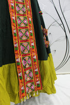 Green Viscose Rayon Thread Embroidered Navratri Lehenga Choli with Dupatta - Raas