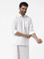Ramraj Cotton Mens Full Sleeve Formal Poly Cotton White Shirt