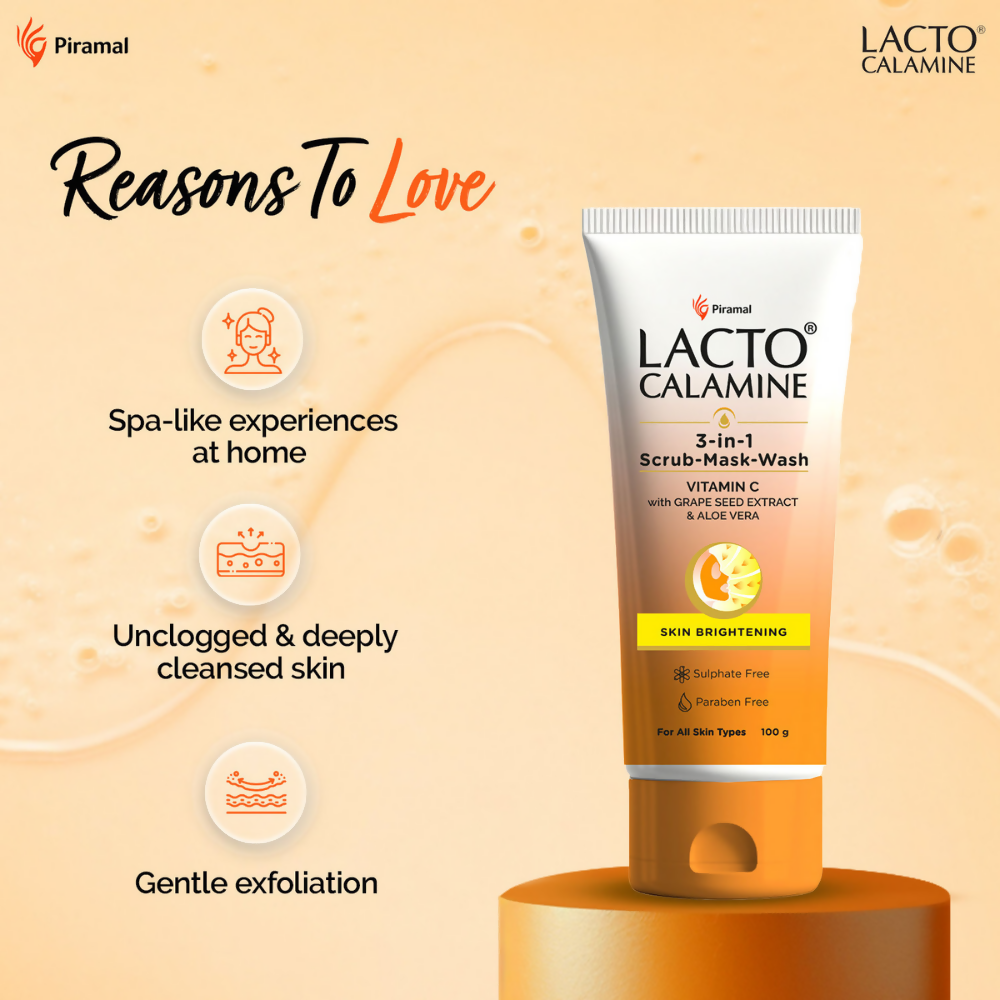Lacto Calamine 3 - In - 1 Vitamin C Face Scrub - Mask - Wash