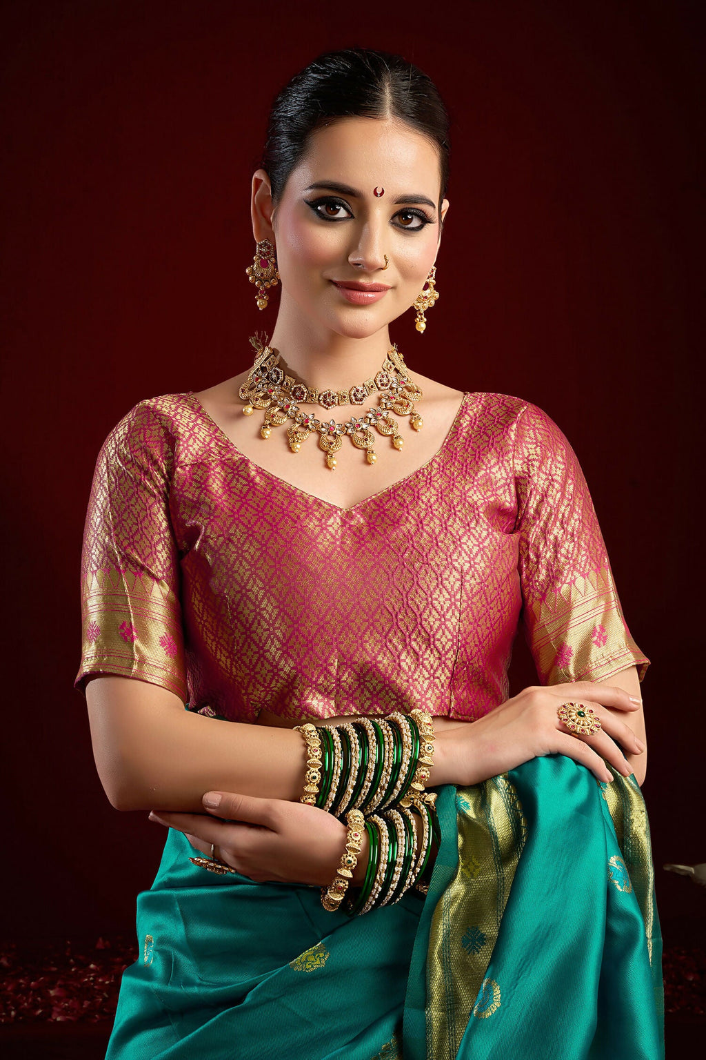 Joban Fashion Aqua Blue Paithani Silk Blend Butti Saree - Distacart