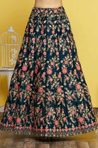 Blue Silk Semi-Stitched Wedding Bridal Lehenga - Nimaya