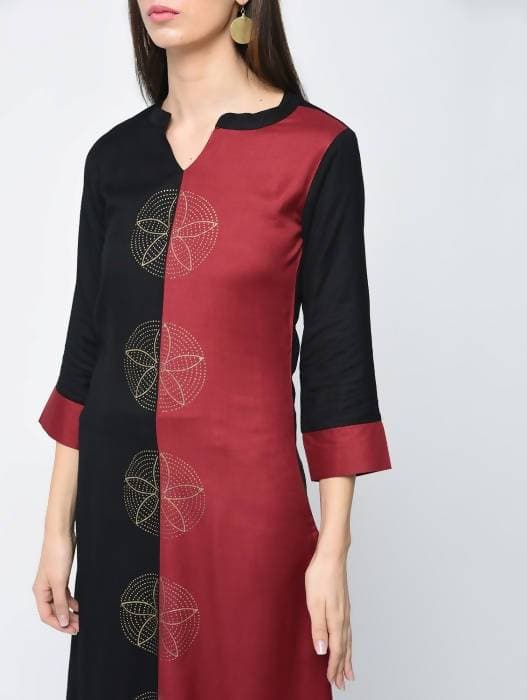 Aniyah Rayon Block Printed Double Color Straight Kurta (AN-112K)