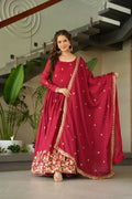 Teeya Creation Maroon Color Chinon Silk Party Wear Long Gown - Distacart