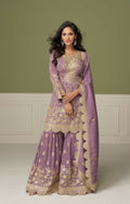 Anaita Purple Real Shimmer Readymade Suit with Embroidery & Real Mirror Work - Distacart