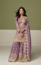 Anaita Purple Real Shimmer Readymade Suit with Embroidery & Real Mirror Work - Distacart
