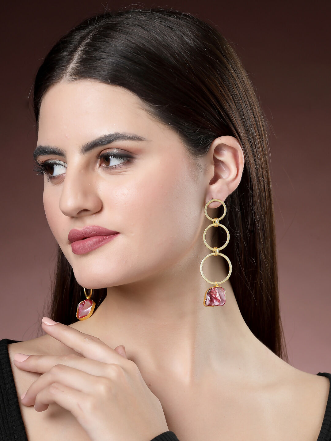 NVR Women's Gold-Plated Mother of Pearl Handcrafted Drop Earrings - Distacart
