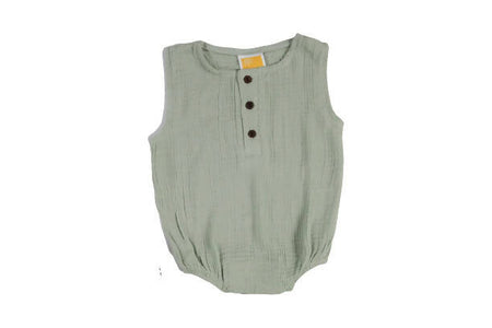 Sunshine Baby Cute Organic Muslin Cotton Sleeveless Rompers For Babies - Greenish Grey