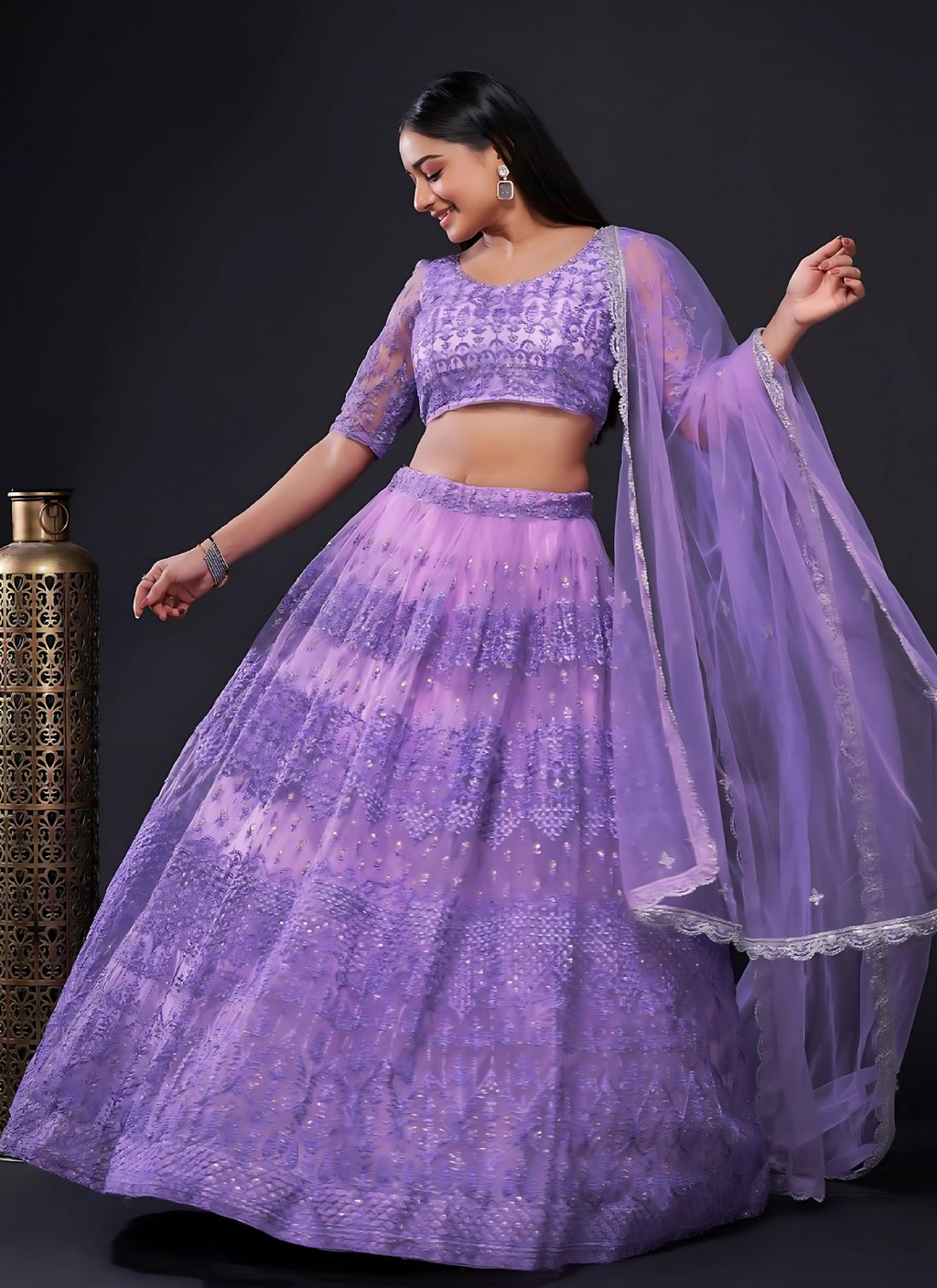 Lehenga Mart Designer Wedding Lehenga Choli For Women - Light Purple