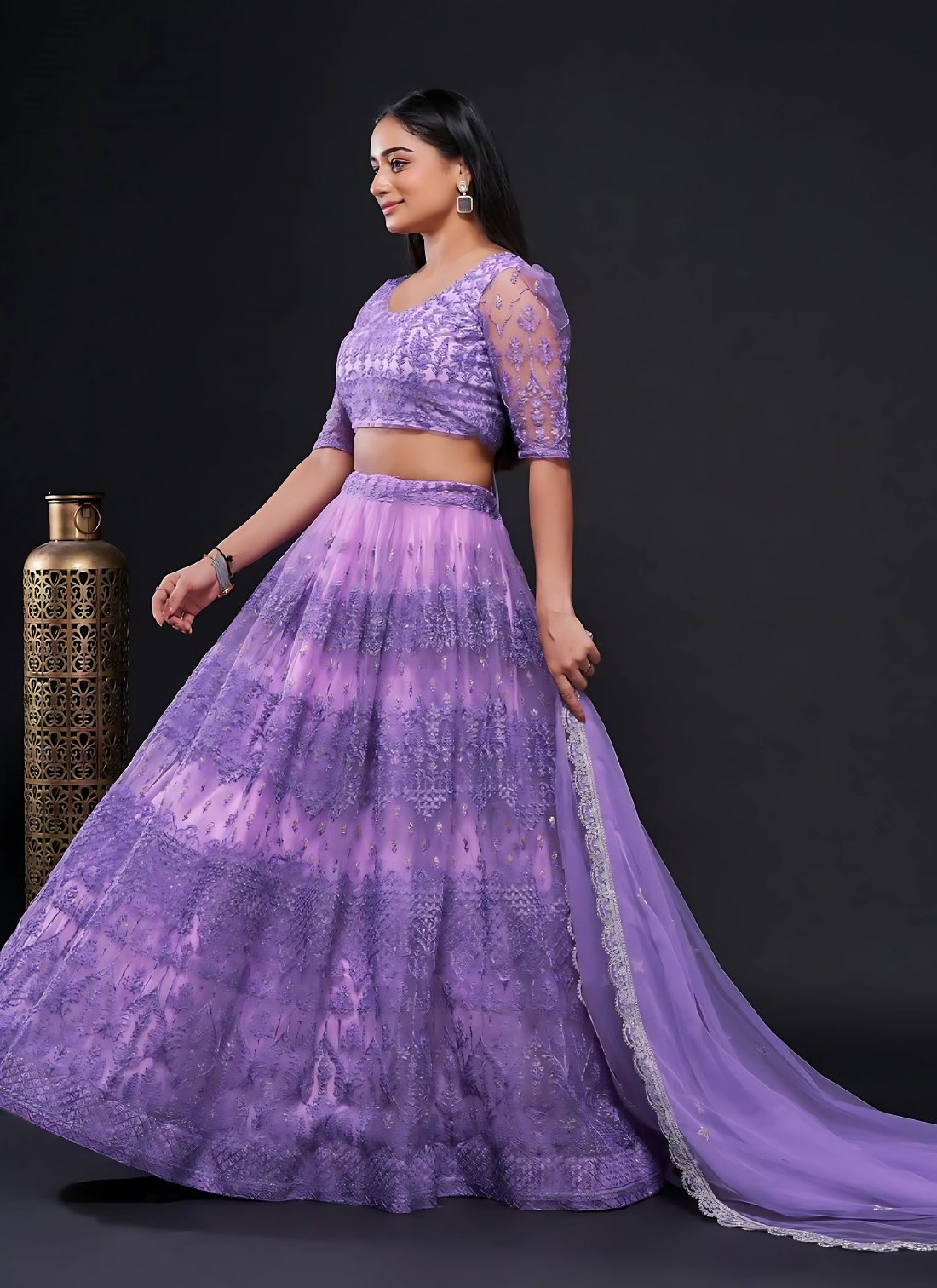 Lehenga Mart Designer Wedding Lehenga Choli For Women - Light Purple