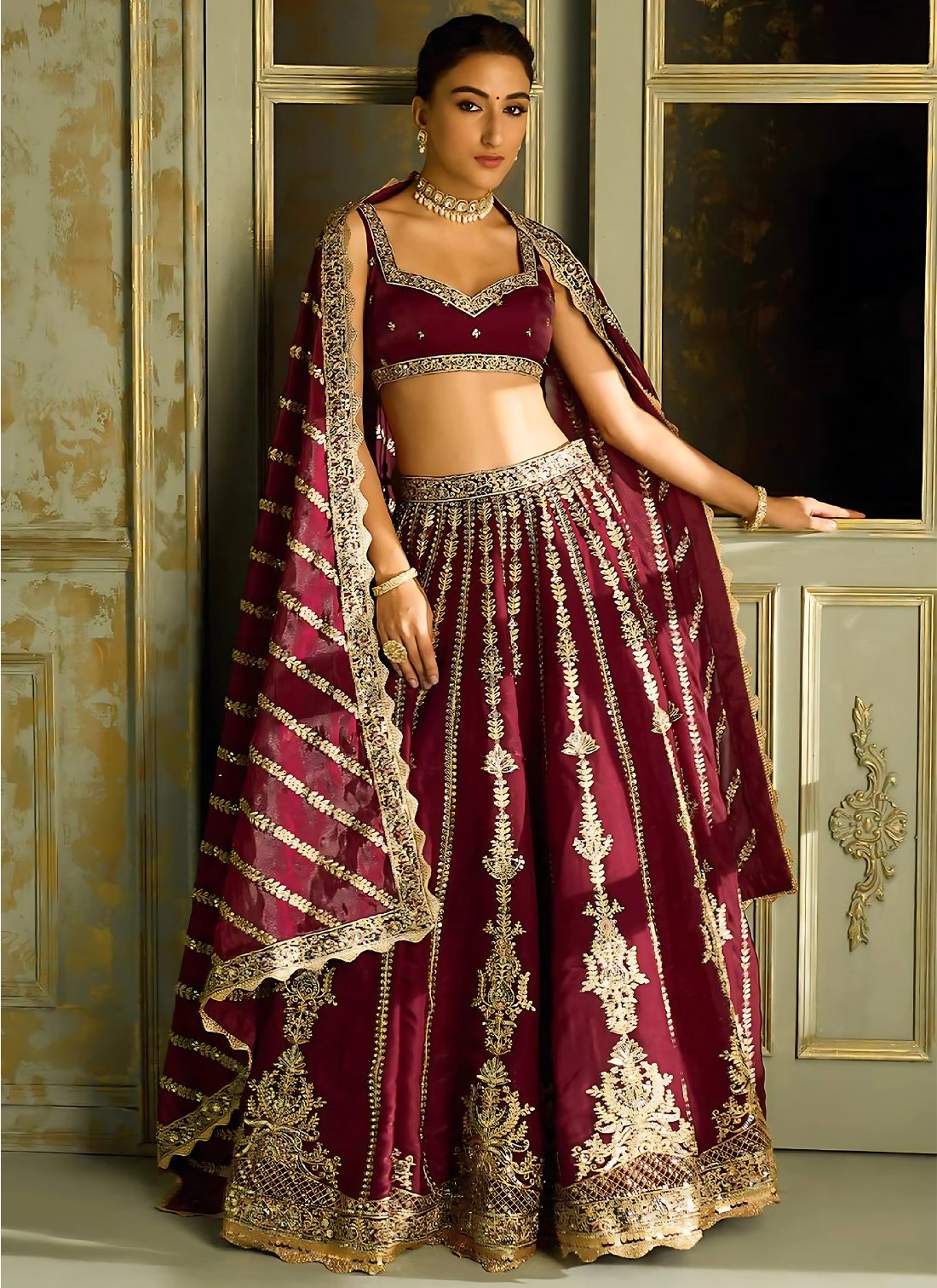 Lehenga Mart Designer Wedding Lehenga Choli For Women - Maroon