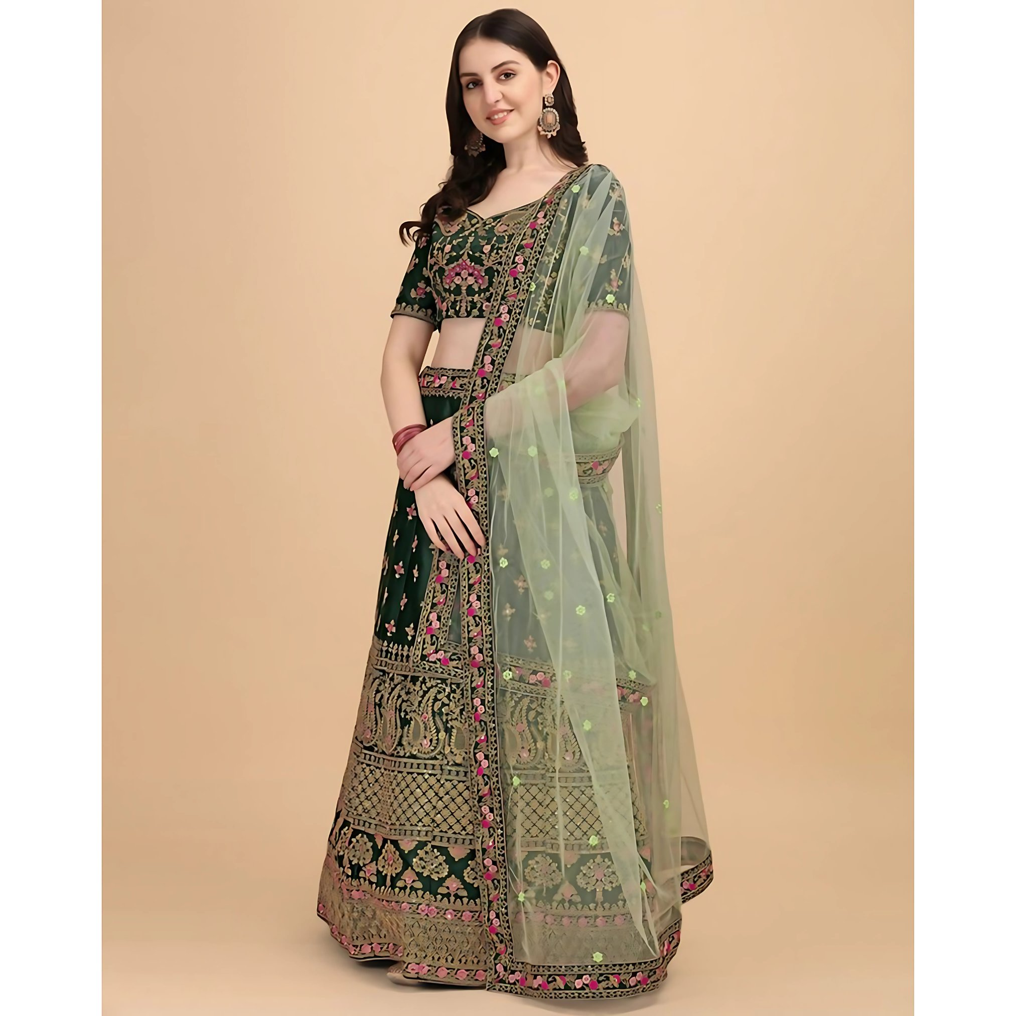Lehenga Mart Designer Wedding Lehenga Choli For Women - Green