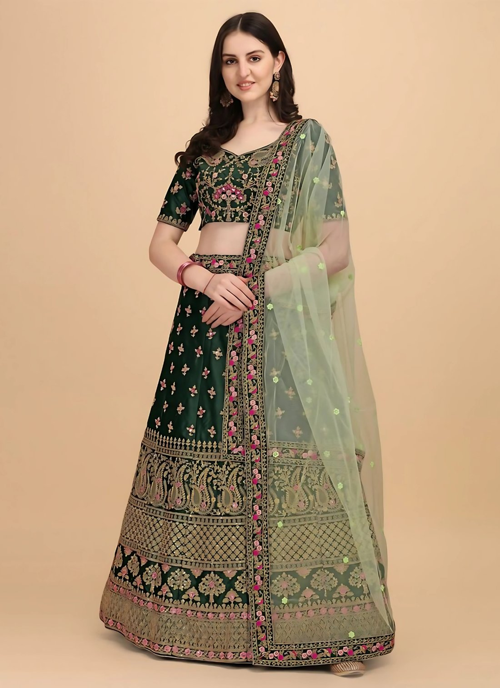 Lehenga Mart Designer Wedding Lehenga Choli For Women - Green
