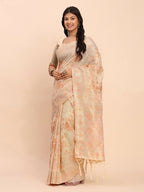 Shree Shyam Fashion Linen Cotton Off White Saree - Distacart