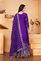Prazu Fashion Violet Chinon Silk Sequin Embroidered Sharara Suit - Distacart
