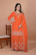 Lehenga Mart Premium Readymade Top Sharara With Dupatta Set For Women-Orange - Distacart