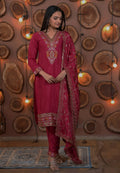 Prazu Fashion Pink Chinon Silk Embroidered Designer Salwar Suit - Distacart