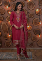 Prazu Fashion Pink Chinon Silk Embroidered Designer Salwar Suit - Distacart