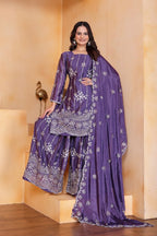 Lehenga Mart Premium Readymade Top Sharara With Dupatta Set For Women-Purple - Distacart