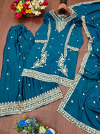 Prazu Fashion Rama Chinon Silk Sequin Embroidered Sharara Suit - Distacart