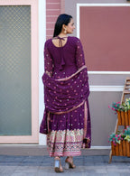 Teeya Creation Olive Color Faux Georgette Heavy Embroidery Work Fully Stitched Sharara Suit