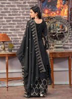 Teeya Creation Black Color Chinnon Silk Heavy Embroidery Work Fully Stitched Sharara Suit