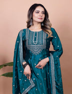 Teeya Creation More Peach Color Chinnon Silk Embroidery Work Fully Stitched Salwar Suit - Distacart