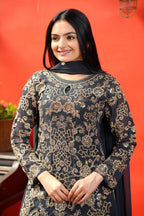 Teeya Creation Black Color Faux Georgette Embroidery Work Fully Stitched Salwar Suit