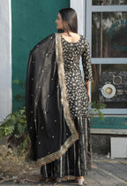 Teeya Creation Black Color Chinnon Silk Embroidery Work Fully Stitched Salwar Suit