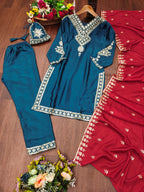 Prazu Fashion Royal Blue Chinon Silk Sequence Embroidered Salwar Suit - Distacart