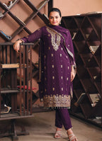 Prazu Fashion Dark Purple Georgette Sequence Embroidered Salwar Suit - Distacart
