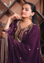 Prazu Fashion Dark Purple Georgette Sequence Embroidered Salwar Suit - Distacart