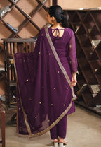 Prazu Fashion Dark Purple Georgette Sequence Embroidered Salwar Suit - Distacart