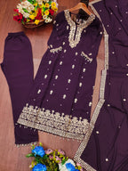 Prazu Fashion Dark Purple Georgette Sequence Embroidered Salwar Suit - Distacart