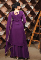 Prazu Fashion Purple Georgette Sequence Embroidered Sharara Suit - Distacart