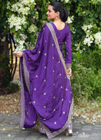 Prazu Fashion Violet Chinon Silk Sequence Embroidered Sharara Suit - Distacart