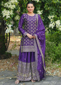 Lehenga Mart Purple Chinon Silk Gorgeous Chinon Sharara Suit For Wedding Wear - Distacart