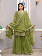 Lehenga Mart Mahendi Georgette Gorgeous Sharara Suit For Wedding Wear - Distacart