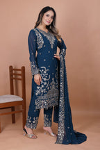 Prazu Fashion Blue Georgette Sequence Embroidered Salwar Suit - Distacart
