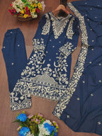 Prazu Fashion Blue Georgette Sequence Embroidered Salwar Suit - Distacart