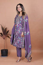Prazu Fashion Dark Lavender Chinon Silk Sequence Embroidered Salwar Suit - Distacart