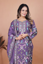 Prazu Fashion Dark Lavender Chinon Silk Sequence Embroidered Salwar Suit - Distacart