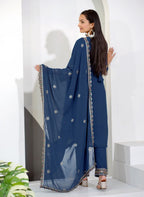 Prazu Fashion Blue Georgette Sequence Embroidered Salwar Suit - Distacart