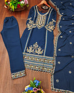 Prazu Fashion Blue Georgette Sequence Embroidered Salwar Suit - Distacart