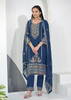 Prazu Fashion Blue Georgette Sequence Embroidered Salwar Suit - Distacart