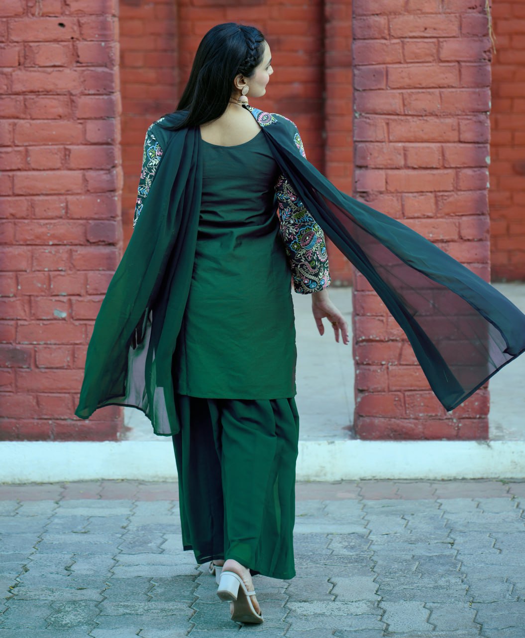 Prazu Fashion Green Tapeta Silk With Fusing Embroidered Sharara Suit - Distacart