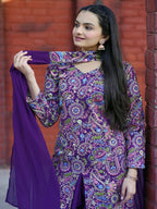 Prazu Fashion Violet Tapeta Silk With Fusing Embroidered Sharara Suit - Distacart