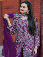 Prazu Fashion Wine Tapeta Silk With Fusing Embroidered Sharara Suit - Distacart