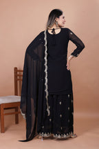 Prazu Fashion Black Georgette Embroidered Sequence Sharara Suit - Distacart