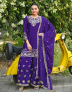 Lehenga Mart Designer Sharara Suit For Wedding-Blue - Distacart