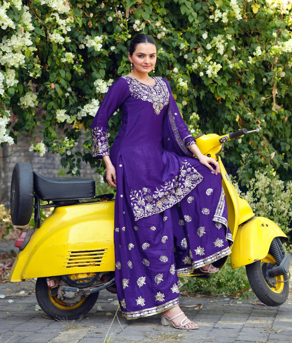 Lehenga Mart Designer Sharara Suit For Wedding-Blue - Distacart